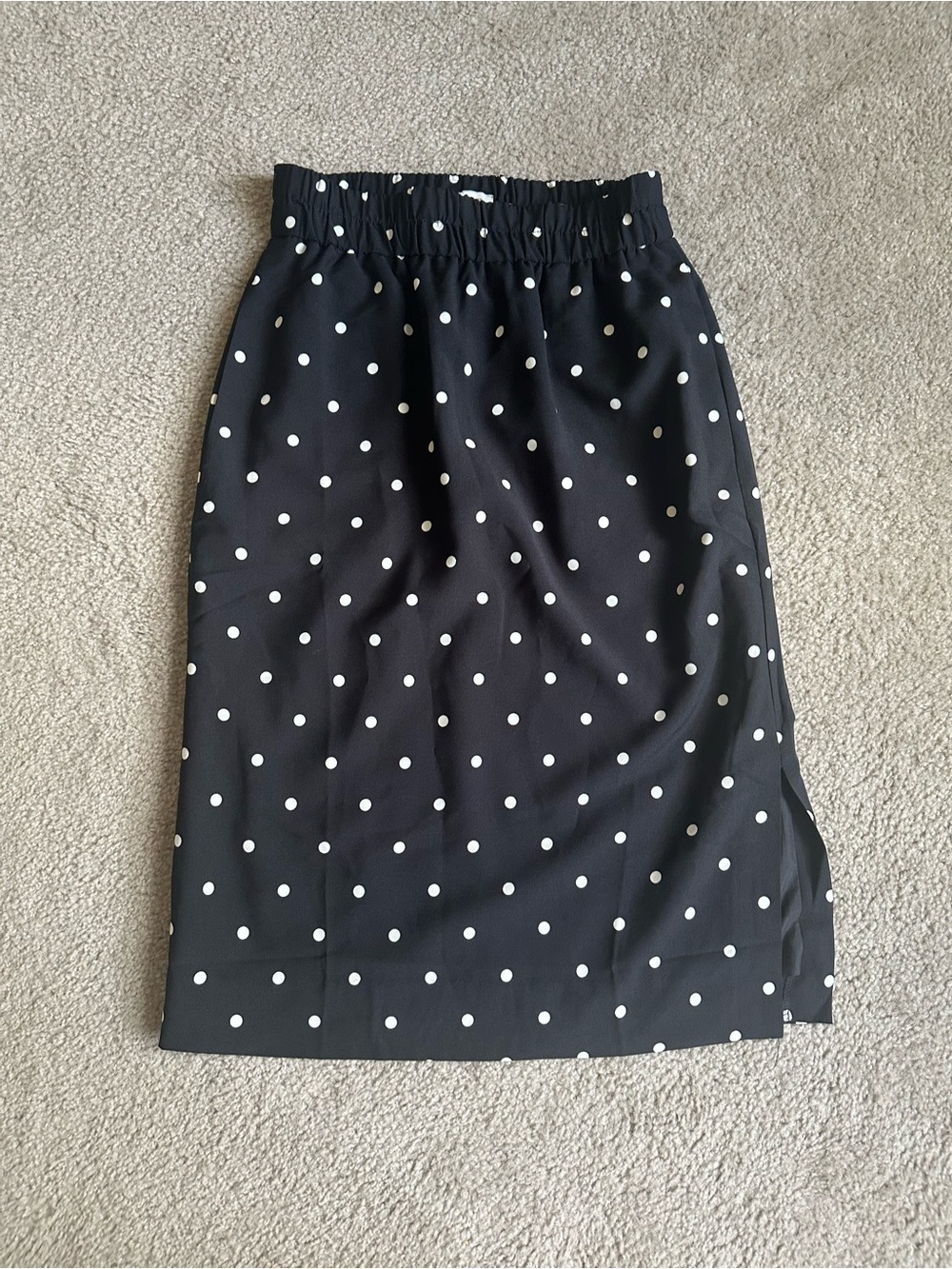 J. Crew Black and White Polka Dot Midi Skirt